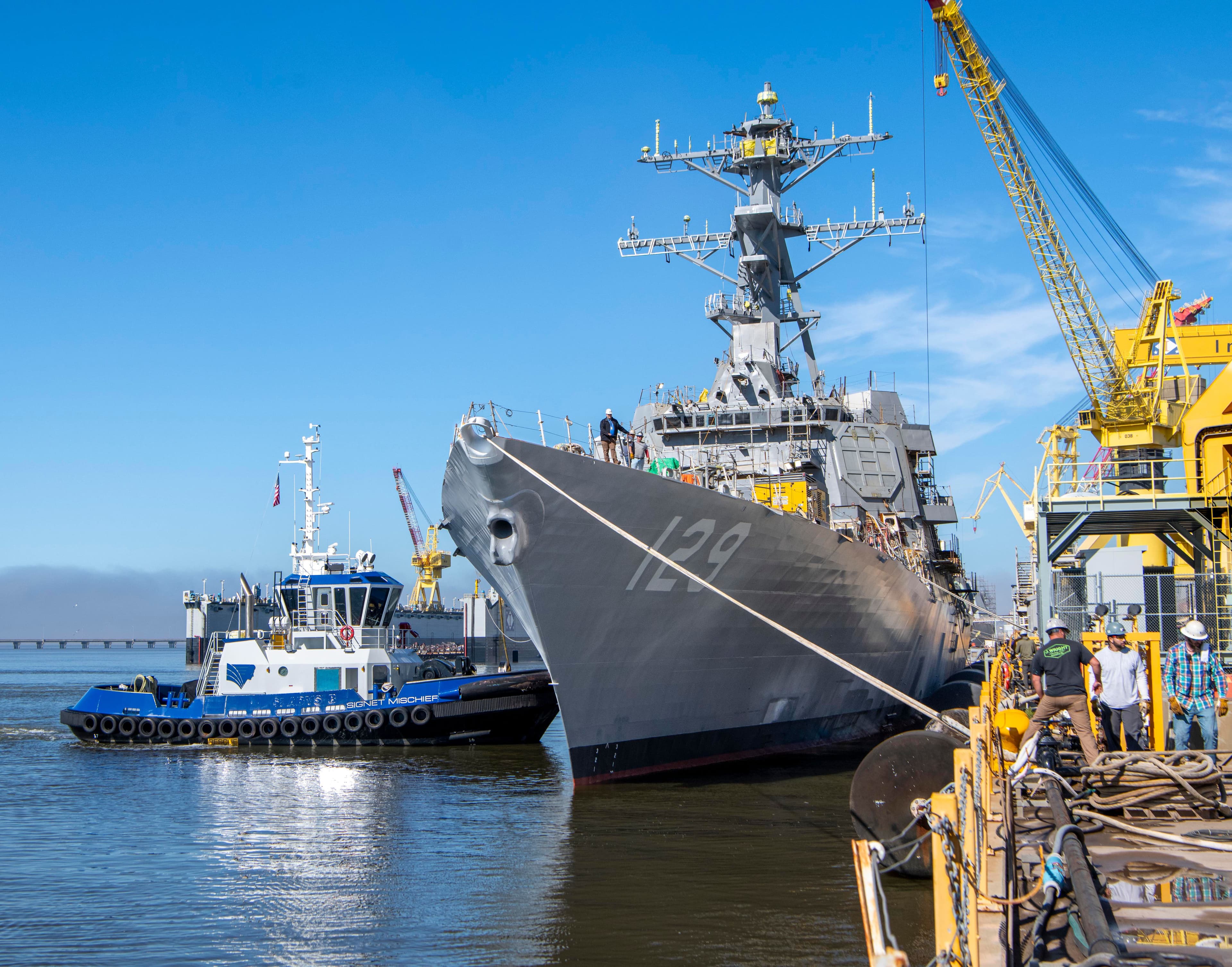 HII’s Ingalls Shipbuilding Launches Guided Missile Destroyer Future USS Jeremiah Denton (DDG 129)