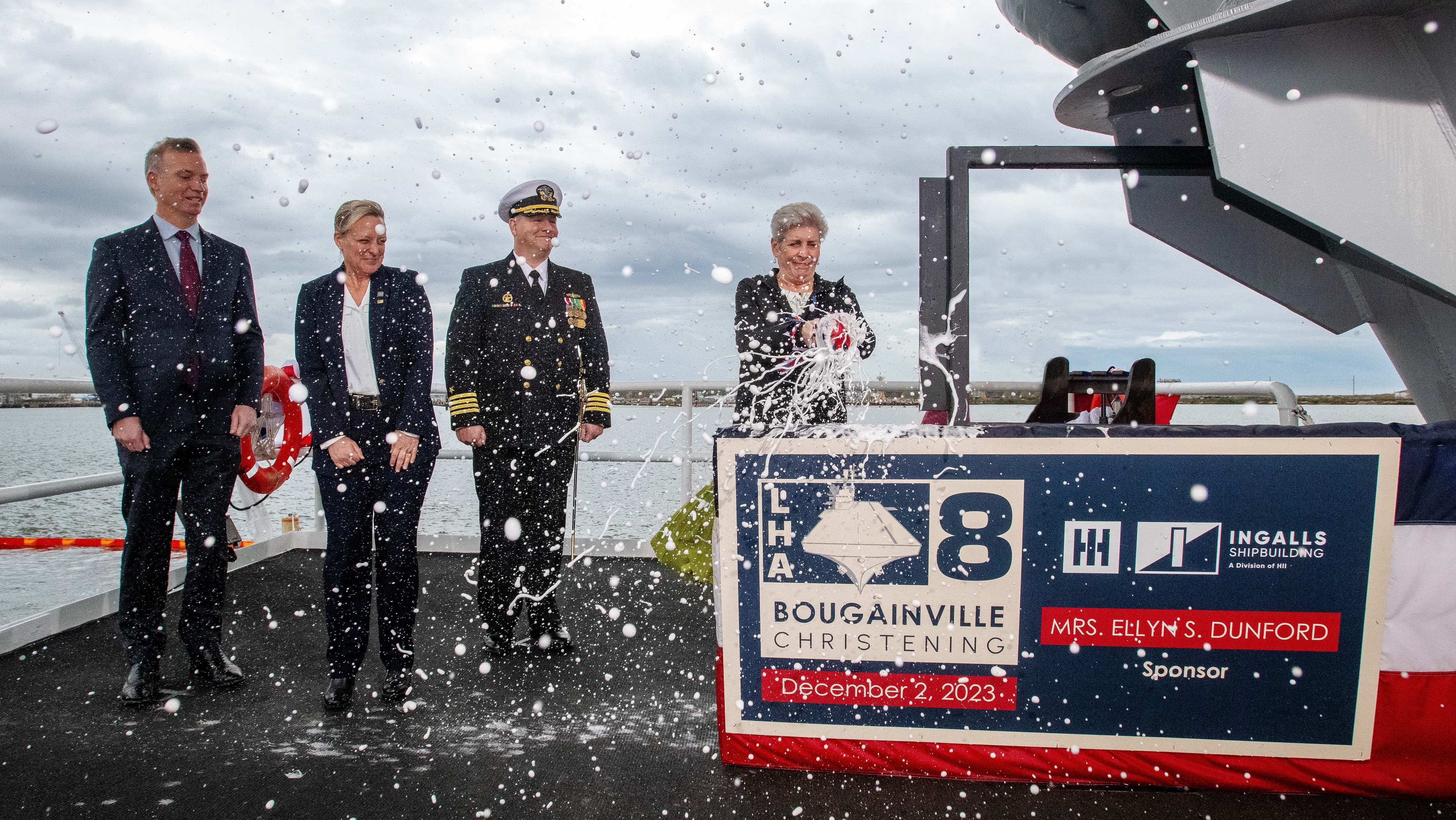 HII’s Ingalls Shipbuilding Christens Amphibious Assault Ship Bougainville (LHA 8)