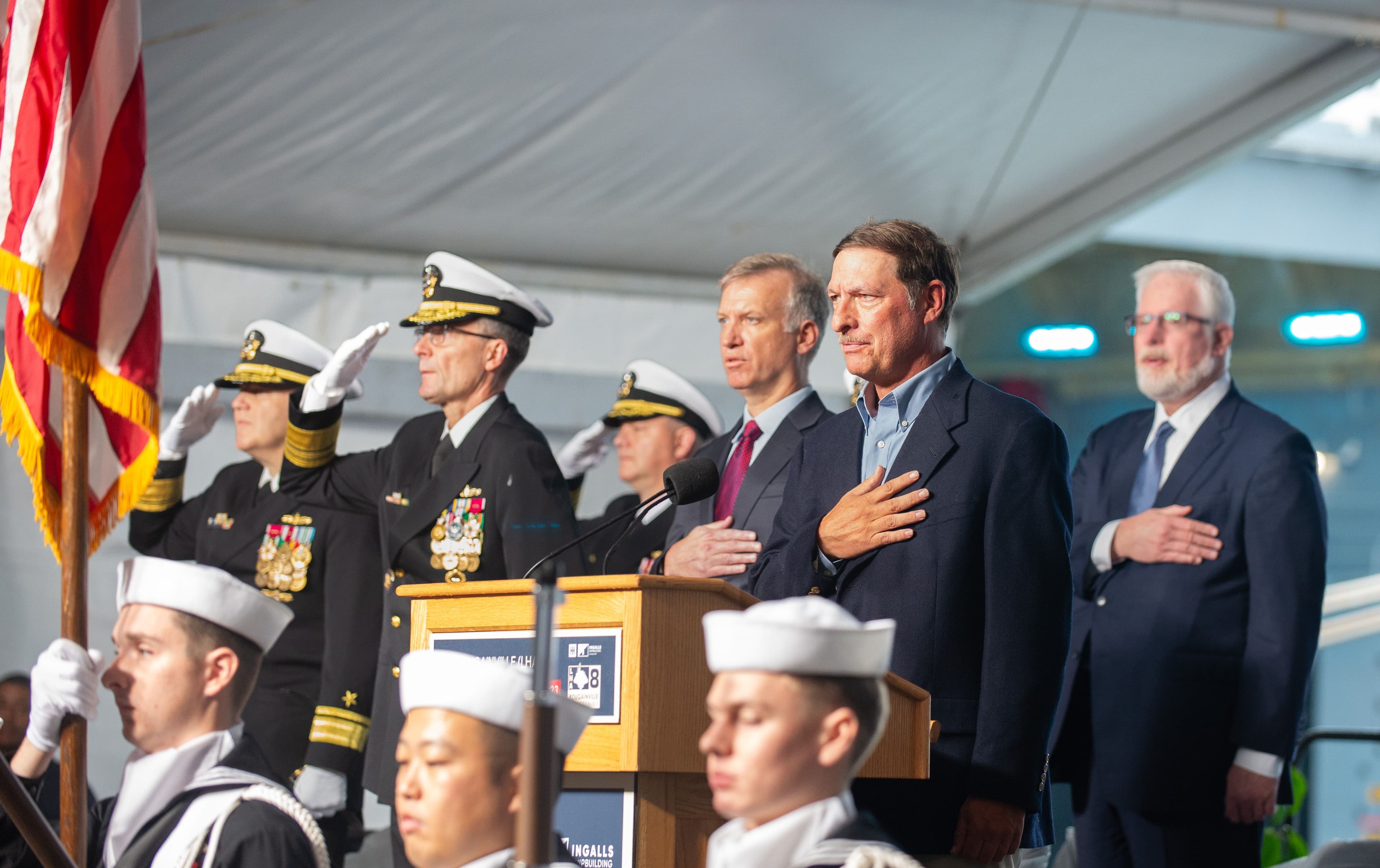HII’s Ingalls Shipbuilding Christens Amphibious Assault Ship Bougainville (LHA 8)