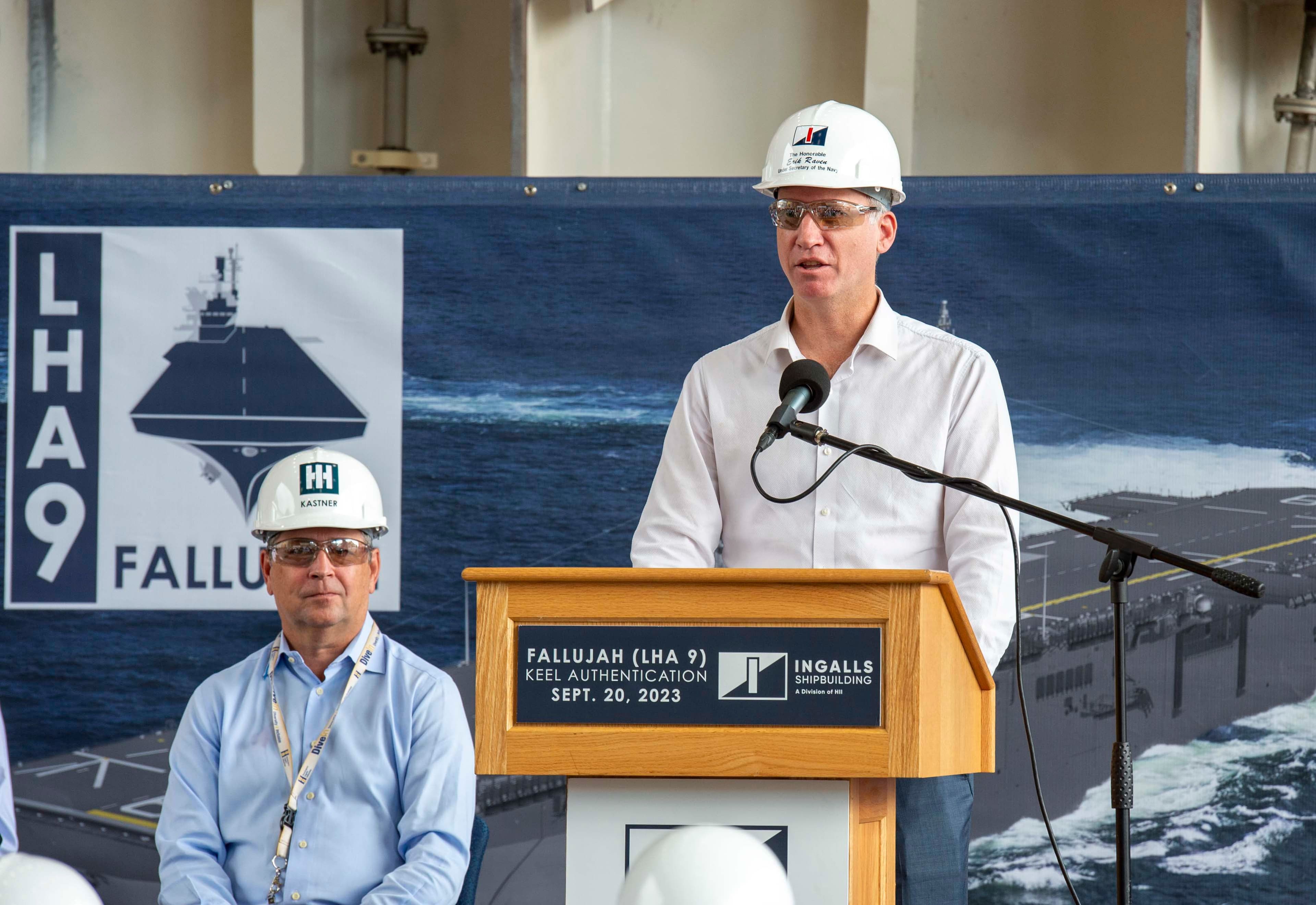 HII’s Ingalls Shipbuilding Authenticates Keel Of Amphibious Assault Ship Fallujah (LHA 9)