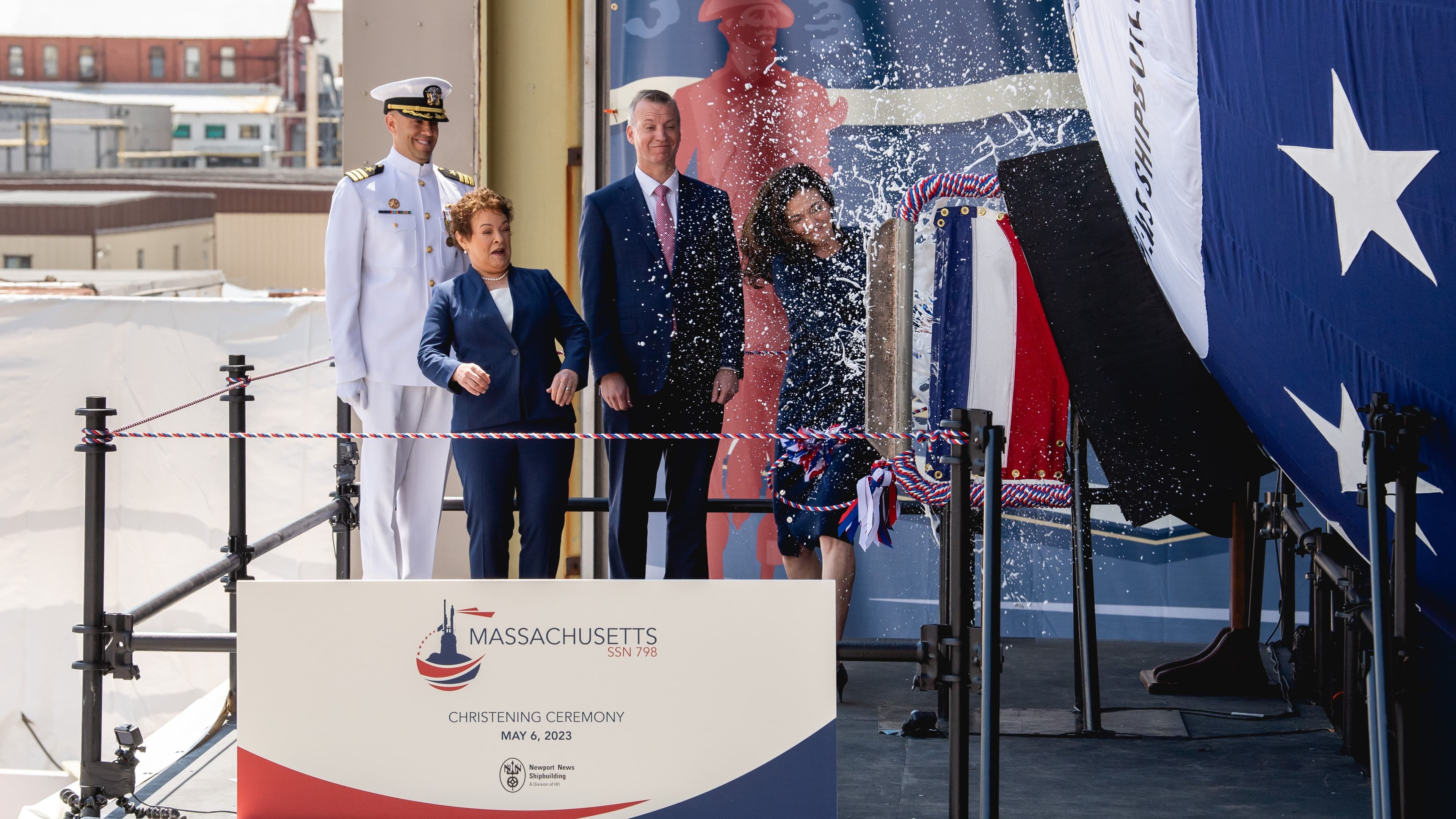 HII Christens Virginia-Class Attack Submarine Massachusetts (SSN 798)