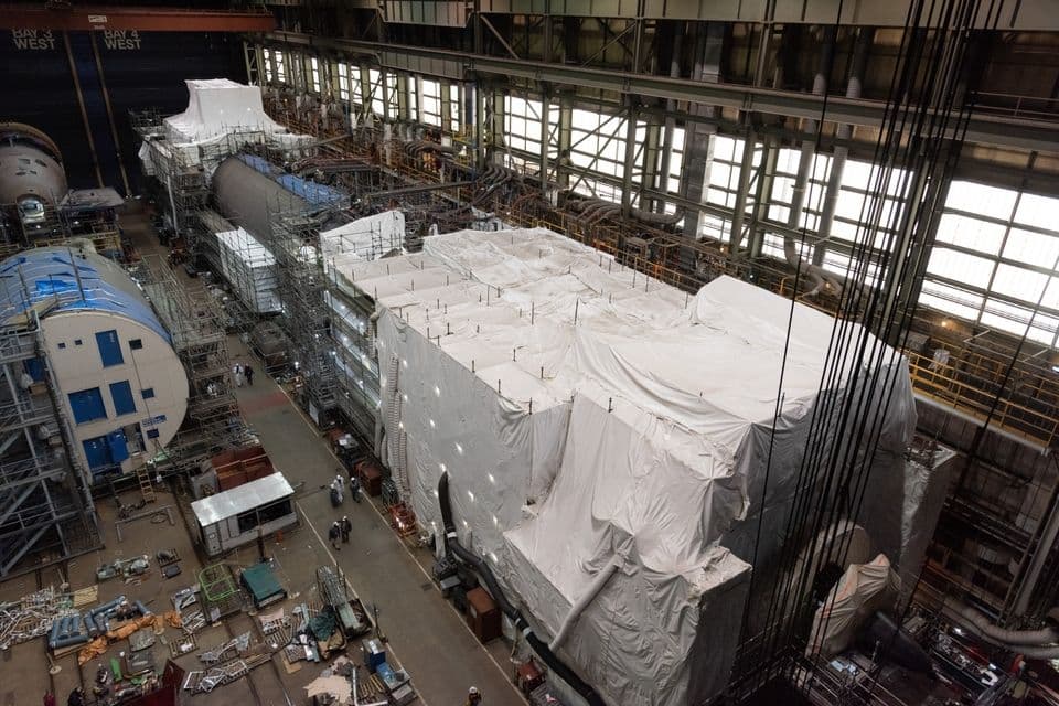 VIRGINIA-CLASS SUBMARINE NEW JERSEY CONSTRUCTION ADVANCES WITH PRESSURE HULL COMPLETE MILESTONE